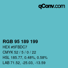 Color code: RGB 95 189 199 | qconv.com