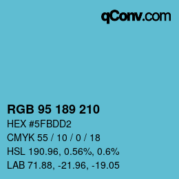 Color code: RGB 95 189 210 | qconv.com
