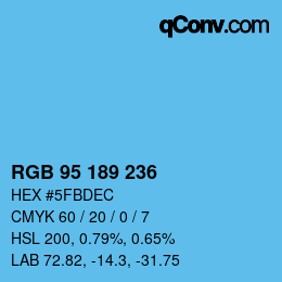 Color code: RGB 95 189 236 | qconv.com