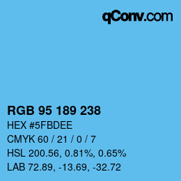Color code: RGB 95 189 238 | qconv.com
