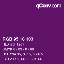 Farbcode: RGB 95 18 103 | qconv.com