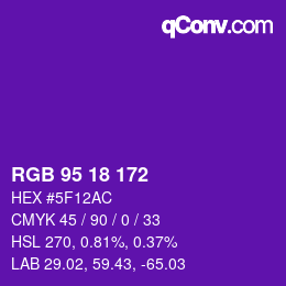 Color code: RGB 95 18 172 | qconv.com