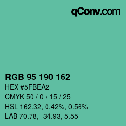 Color code: RGB 95 190 162 | qconv.com
