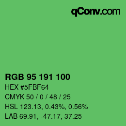 Color code: RGB 95 191 100 | qconv.com
