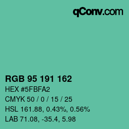 Color code: RGB 95 191 162 | qconv.com