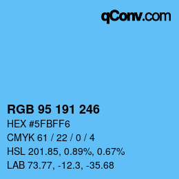 Color code: RGB 95 191 246 | qconv.com