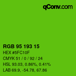 Color code: RGB 95 193 15 | qconv.com
