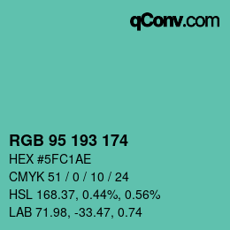Color code: RGB 95 193 174 | qconv.com