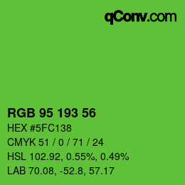 カラーコード: RGB 95 193 56 | qconv.com