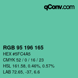 Color code: RGB 95 196 165 | qconv.com