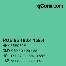 カラーコード: RGB 95 198.4 159.4 | qconv.com