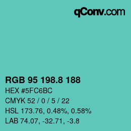 Color code: RGB 95 198.8 188 | qconv.com