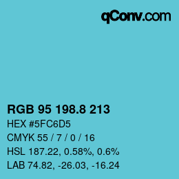 Color code: RGB 95 198.8 213 | qconv.com