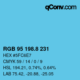 Color code: RGB 95 198.8 231 | qconv.com