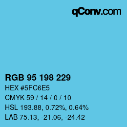 Color code: RGB 95 198 229 | qconv.com