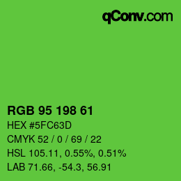 Color code: RGB 95 198 61 | qconv.com
