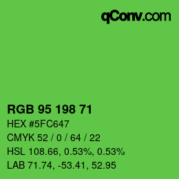 Color code: RGB 95 198 71 | qconv.com