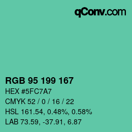 Color code: RGB 95 199 167 | qconv.com