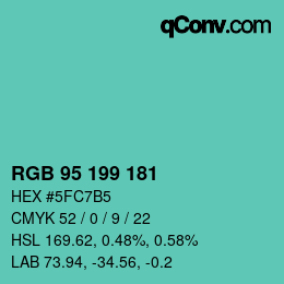 Color code: RGB 95 199 181 | qconv.com