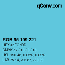 Color code: RGB 95 199 221 | qconv.com
