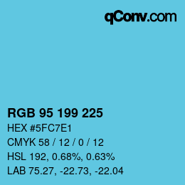 Color code: RGB 95 199 225 | qconv.com