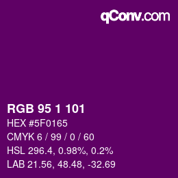 Color code: RGB 95 1 101 | qconv.com