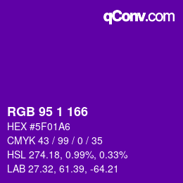 カラーコード: RGB 95 1 166 | qconv.com