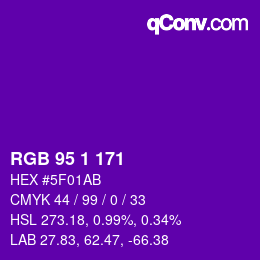 Color code: RGB 95 1 171 | qconv.com