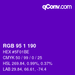 Color code: RGB 95 1 190 | qconv.com