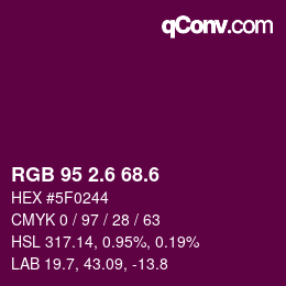 カラーコード: RGB 95 2.6 68.6 | qconv.com