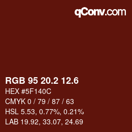カラーコード: RGB 95 20.2 12.6 | qconv.com