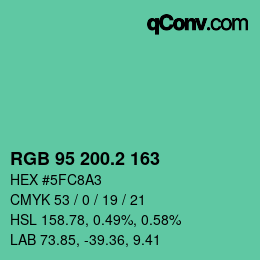 カラーコード: RGB 95 200.2 163 | qconv.com