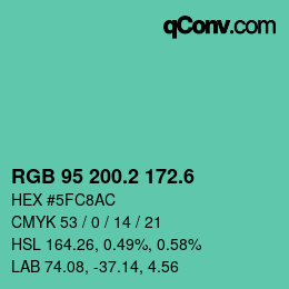 カラーコード: RGB 95 200.2 172.6 | qconv.com