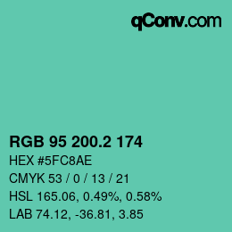 カラーコード: RGB 95 200.2 174 | qconv.com