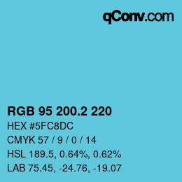 カラーコード: RGB 95 200.2 220 | qconv.com