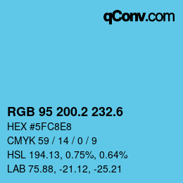 カラーコード: RGB 95 200.2 232.6 | qconv.com