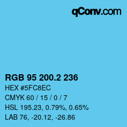 Color code: RGB 95 200.2 236 | qconv.com