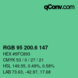 カラーコード: RGB 95 200.6 147 | qconv.com