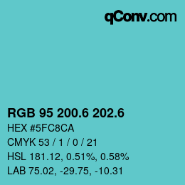 カラーコード: RGB 95 200.6 202.6 | qconv.com