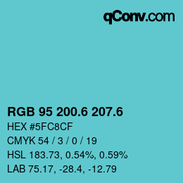カラーコード: RGB 95 200.6 207.6 | qconv.com