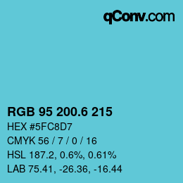 カラーコード: RGB 95 200.6 215 | qconv.com