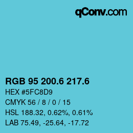 カラーコード: RGB 95 200.6 217.6 | qconv.com