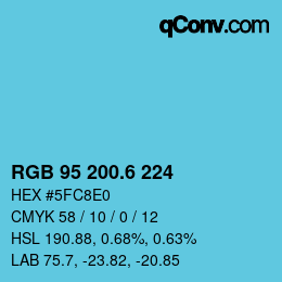 カラーコード: RGB 95 200.6 224 | qconv.com