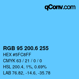 カラーコード: RGB 95 200.6 255 | qconv.com