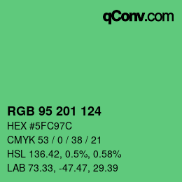 颜色代码: RGB 95 201 124 | qconv.com