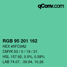 Color code: RGB 95 201 162 | qconv.com