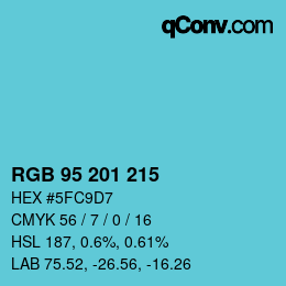 Color code: RGB 95 201 215 | qconv.com