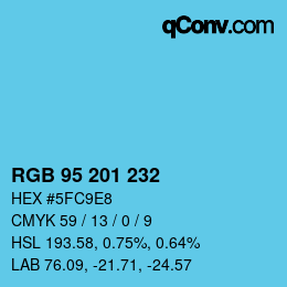 Color code: RGB 95 201 232 | qconv.com