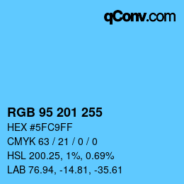 Color code: RGB 95 201 255 | qconv.com