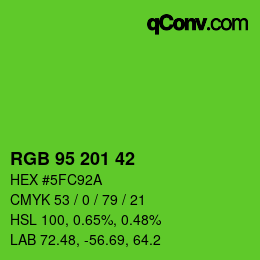 Color code: RGB 95 201 42 | qconv.com